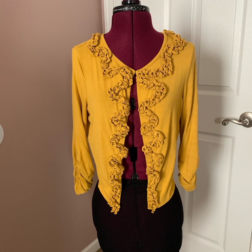 INC waist length cardigan in mustard color. Size M